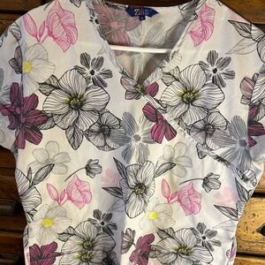 colorful scrubs size small good condition tie back brand zikit!